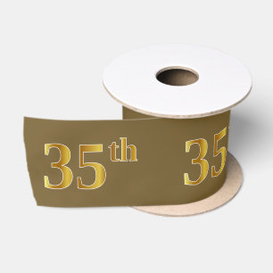 Ruban En Satin Faux/Imitation Gold "35th" Numéro d'événement (Bro
