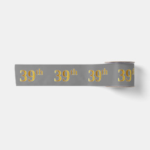 Ruban En Satin Faux/Imitation Gold "39th" Numéro d'événement (Gri