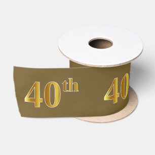 Ruban En Satin Faux/Imitation Gold "40th" Numéro d'événement (Bro