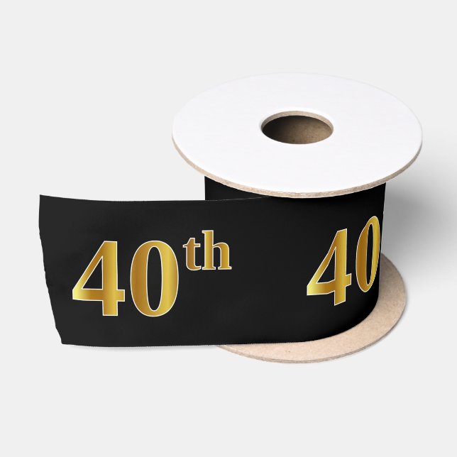Ruban En Satin Faux/Imitation Gold "40th" Numéro d'événement (Noi (Bobine)