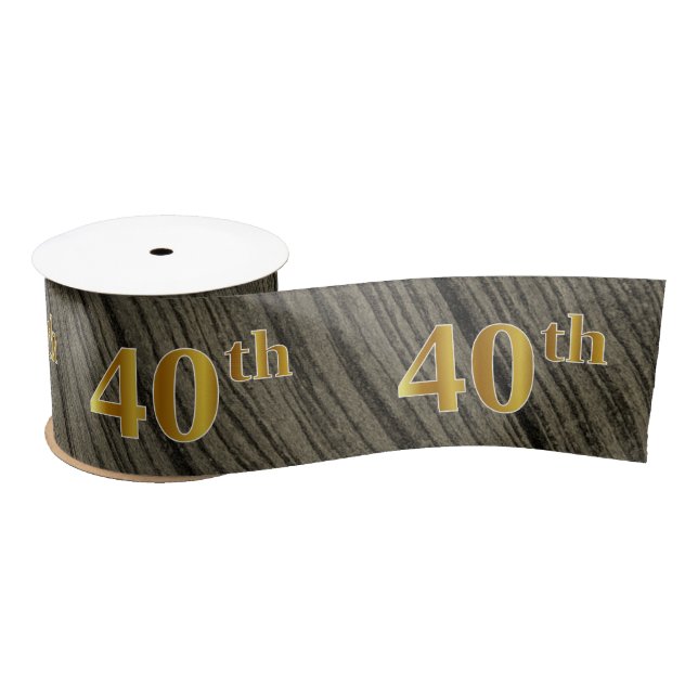 Ruban En Satin Faux/Imitation Gold "40th" Numéro d'événement (Rus (Bobine)