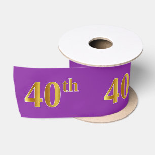 Ruban En Satin Faux/Imitation Gold "40th" Numéro d'événement (vio