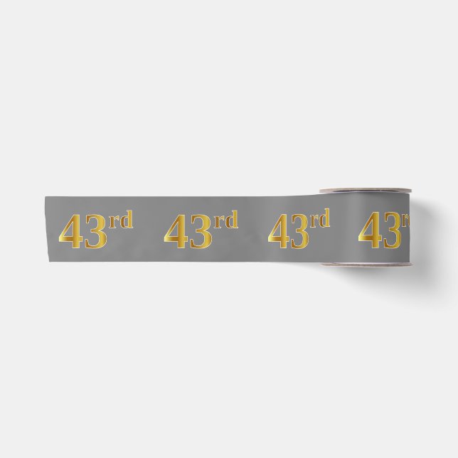 Ruban En Satin Faux/Imitation Gold "43e" Numéro d'événement (Gris (Devant)