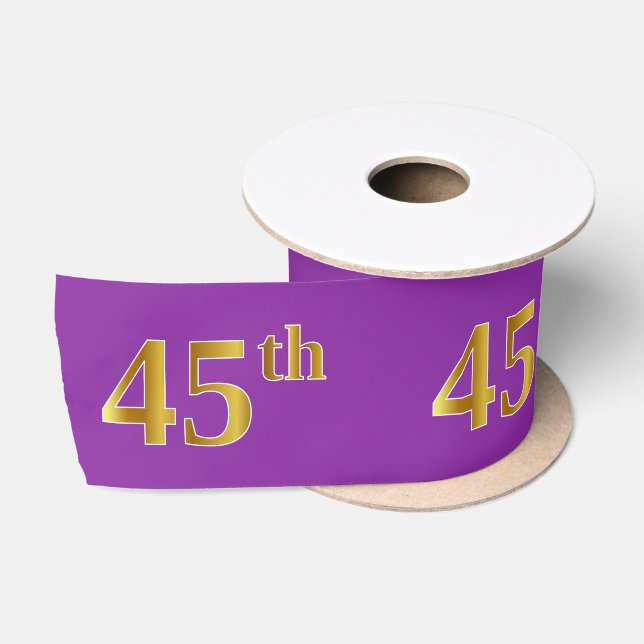Ruban En Satin Faux/Imitation Gold "45th" Numéro d'événement (vio (Bobine)