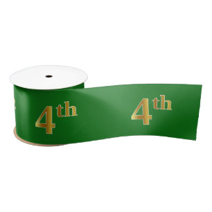 Ruban En Satin Faux/Imitation Gold "4th" Numéro d'événement (Vert