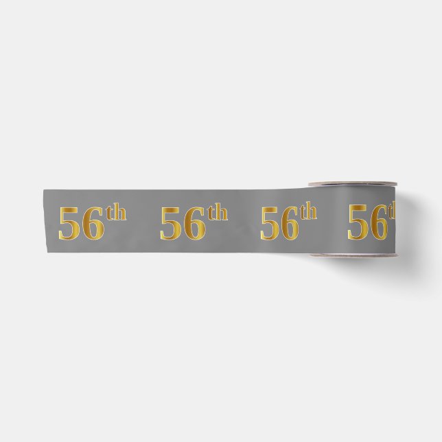 Ruban En Satin Faux/Imitation Gold "56th" Numéro d'événement (Gri (Devant)