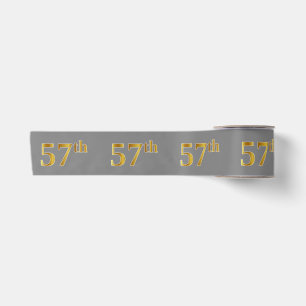 Ruban En Satin Faux/Imitation Gold "57th" Numéro d'événement (Gri
