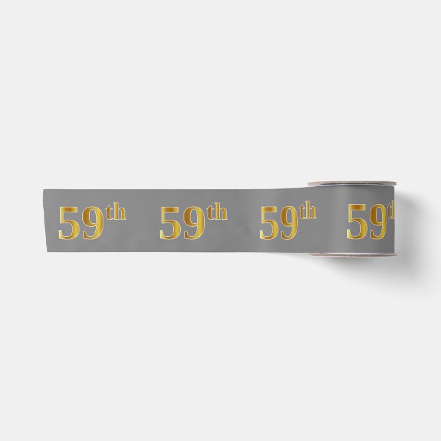Ruban En Satin Faux/Imitation Gold "59th" Numéro d'événement (Gri (Devant)