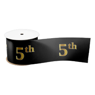 Ruban En Satin Faux/Imitation Gold "5th" Numéro d'événement (Noir