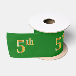 Ruban En Satin Faux/Imitation Gold "5th" Numéro d'événement (Vert