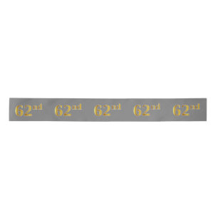 Ruban En Satin Faux/Imitation Gold "62e" Numéro d'événement (Gris