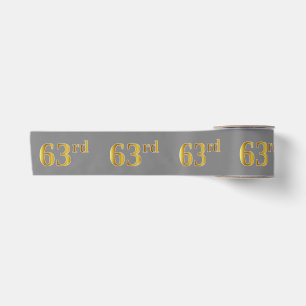 Ruban En Satin Faux/Imitation Gold "63e" Numéro d'événement (Gris