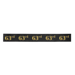 Ruban En Satin Faux/Imitation Gold "63e" Numéro d'événement (Noir