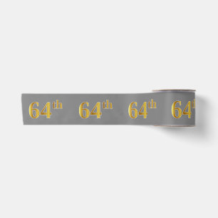 Ruban En Satin Faux/Imitation Gold "64th" Numéro d'événement (Gri