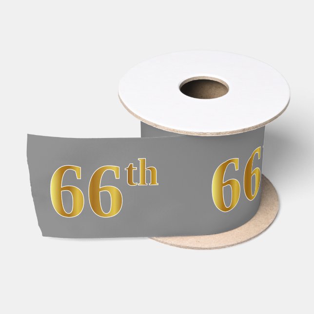 Ruban En Satin Faux/Imitation Gold "66th" Numéro d'événement (Gri (Bobine)