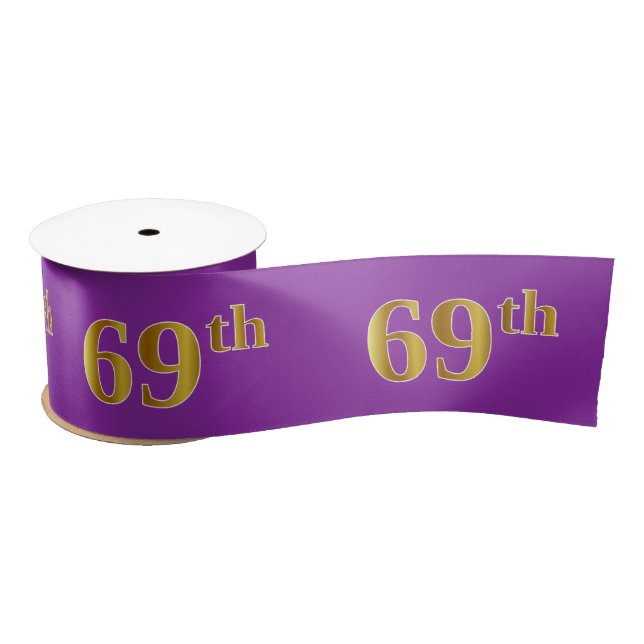 Ruban En Satin Faux/Imitation Gold "69th" Numéro d'événement (vio (Bobine)