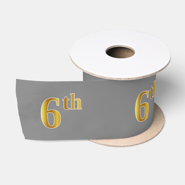 Ruban En Satin Faux/Imitation Gold "6th" Numéro d'événement (Gris (Bobine)