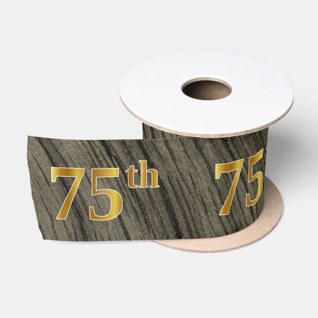 Ruban En Satin Faux/Imitation Gold "75th" Numéro d'événement (Rus (Bobine)