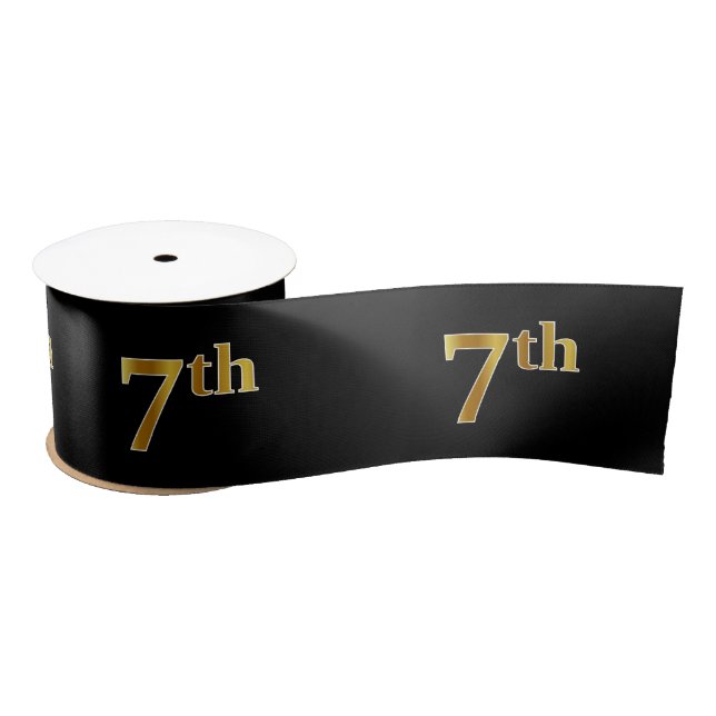 Ruban En Satin Faux/Imitation Gold "7th" Numéro d'événement (Noir (Bobine)