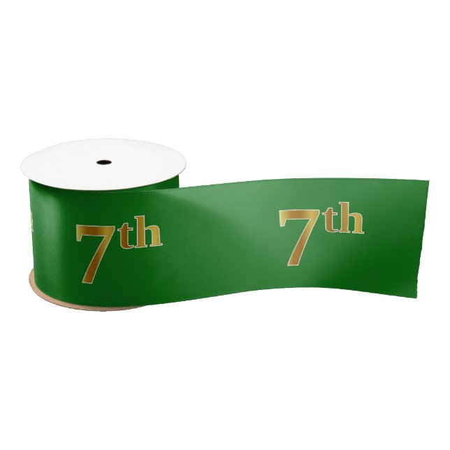 Ruban En Satin Faux/Imitation Gold "7th" Numéro d'événement (Vert (Bobine)