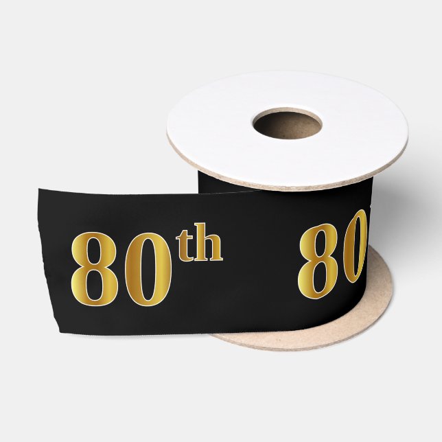 Ruban En Satin Faux/Imitation Gold "80th" Numéro d'événement (Noi (Bobine)