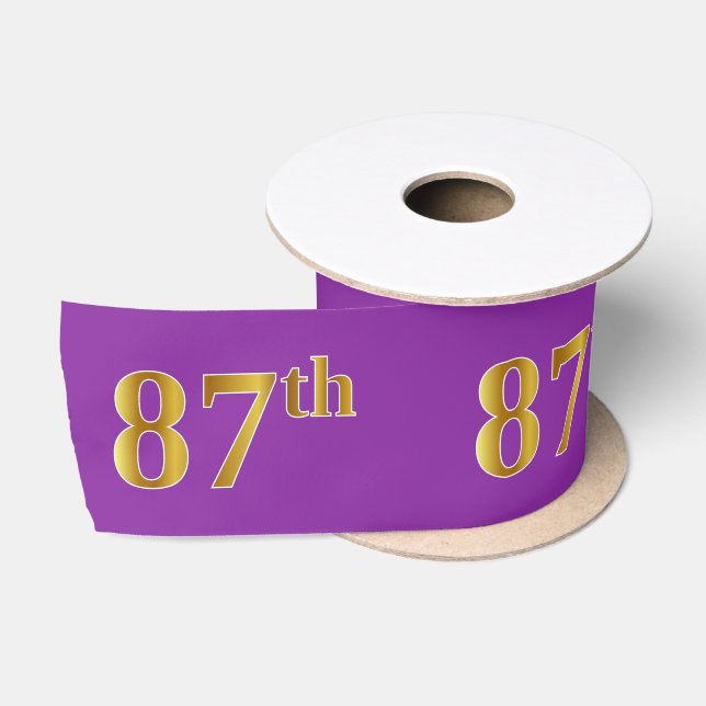 Ruban En Satin Faux/Imitation Gold "87th" Numéro d'événement (vio (Bobine)