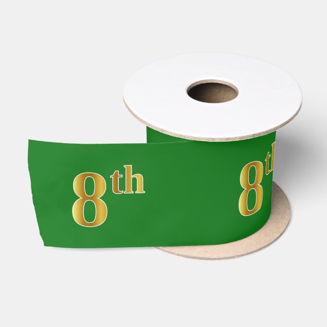 Ruban En Satin Faux/Imitation Gold "8th" Numéro d'événement (Vert (Bobine)
