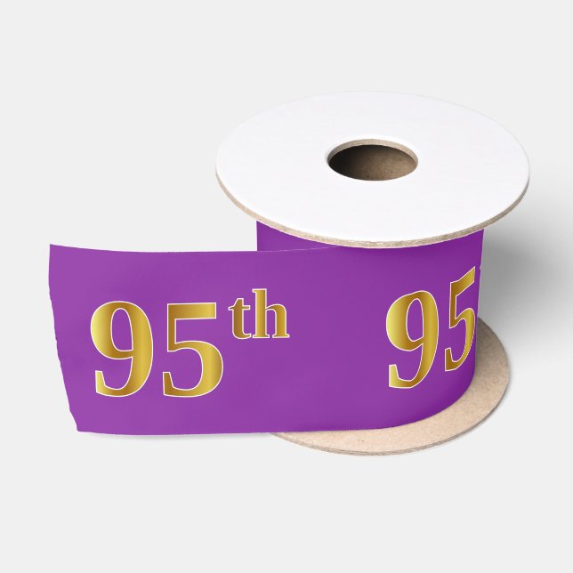Ruban En Satin Faux/Imitation Gold "95th" Numéro d'événement (vio (Bobine)
