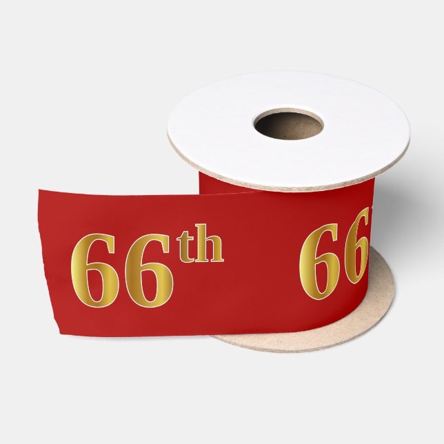 Ruban En Satin Faux/Imitation Gold Look "66th" Numéro d'événement (Bobine)