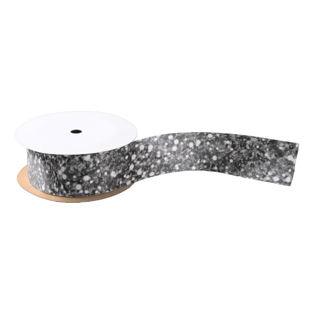 Ruban En Satin Faux Parties scintillant gris argent Texture look  (Bobine)