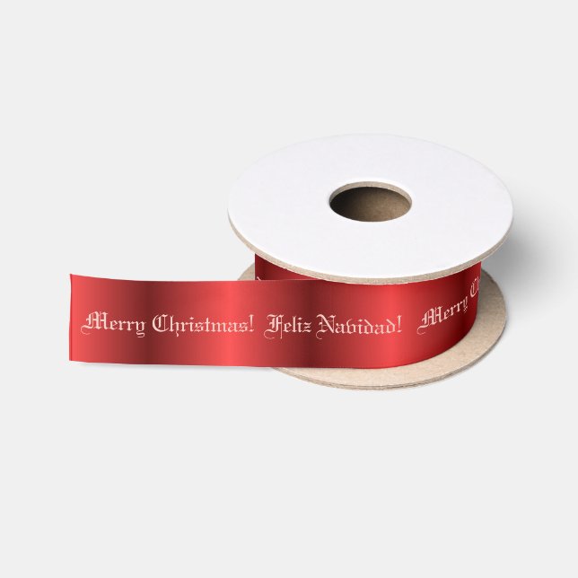 Ruban En Satin Feliz Navidad Red Satin Noël (Bobine)