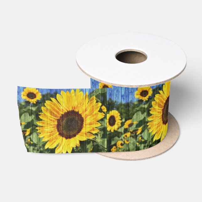 Ruban En Satin Fence painted de Sunflowers (Bobine)