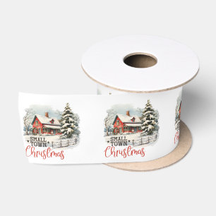 Ruban En Satin Ferme de Noël rustique de petite ville