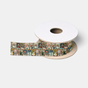 Ruban En Satin Festif Colorful Ornate Victorian Cartes de Noël