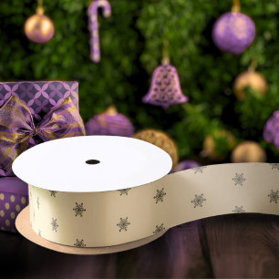 Ruban En Satin Festif Golden Metallic Snowflake Noël