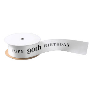 Ruban En Satin Fête 90 : Joyeux ruban blanc d'anniversaire