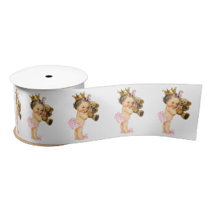 Ruban En Satin Fête de naissance de bébé fille princesse ours en