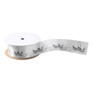 Ruban En Satin Fête des pères heureuse - bateau de pêche