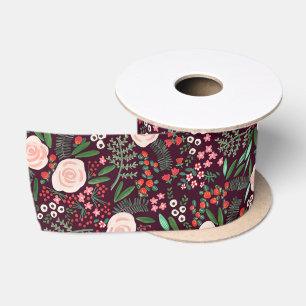 Ruban En Satin Fêtes de Noël Floral Moderne
