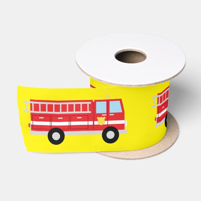 Ruban En Satin Feu Camion Anniversaire Fête Satin Ruban (Bobine)