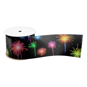 Ruban En Satin Feu d'artifice Neon Noir
