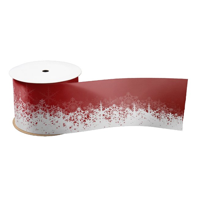 Ruban En Satin Feu de neige bourguignonne joyeuses vacances (Bobine)