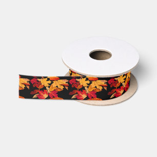 Ruban En Satin Feuille d'automne orange rouge de brun jaune