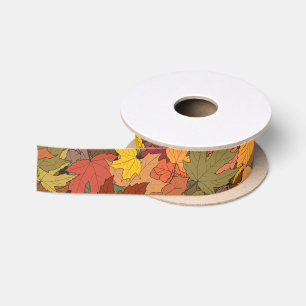 Ruban En Satin Feuilles d'automne colorées