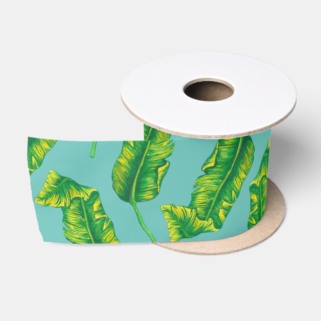 Ruban En Satin Feuilles de bananes tropicales (Bobine)