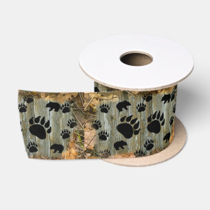Ruban En Satin Feuilles de chute de l'ours Paw