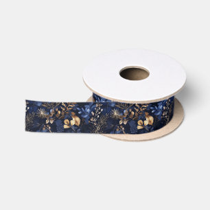 Ruban En Satin Feuilles de couleur or et floral séché