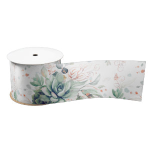 Ruban En Satin Feuilles de plantes grasses Élégant Botanique