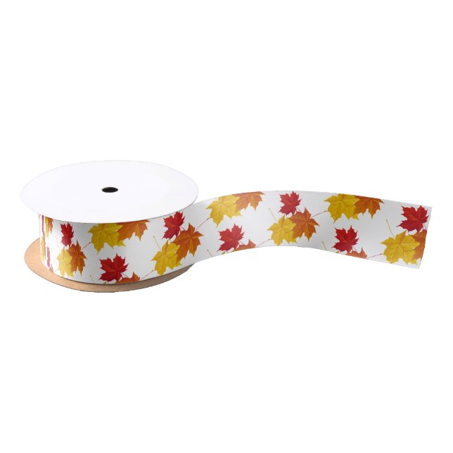 Ruban En Satin Feuilles de ruban satiné-automne (Bobine)