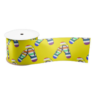 Ruban En Satin Feuilles de tongs triées sur jaune